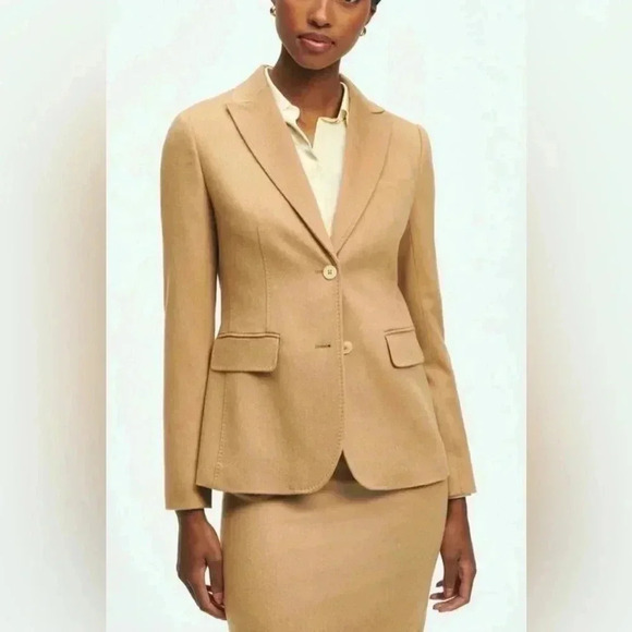 Brooks Brothers Women’s Tan Brookschool Poplin Blazer Size 14 - Picture 1 of 15